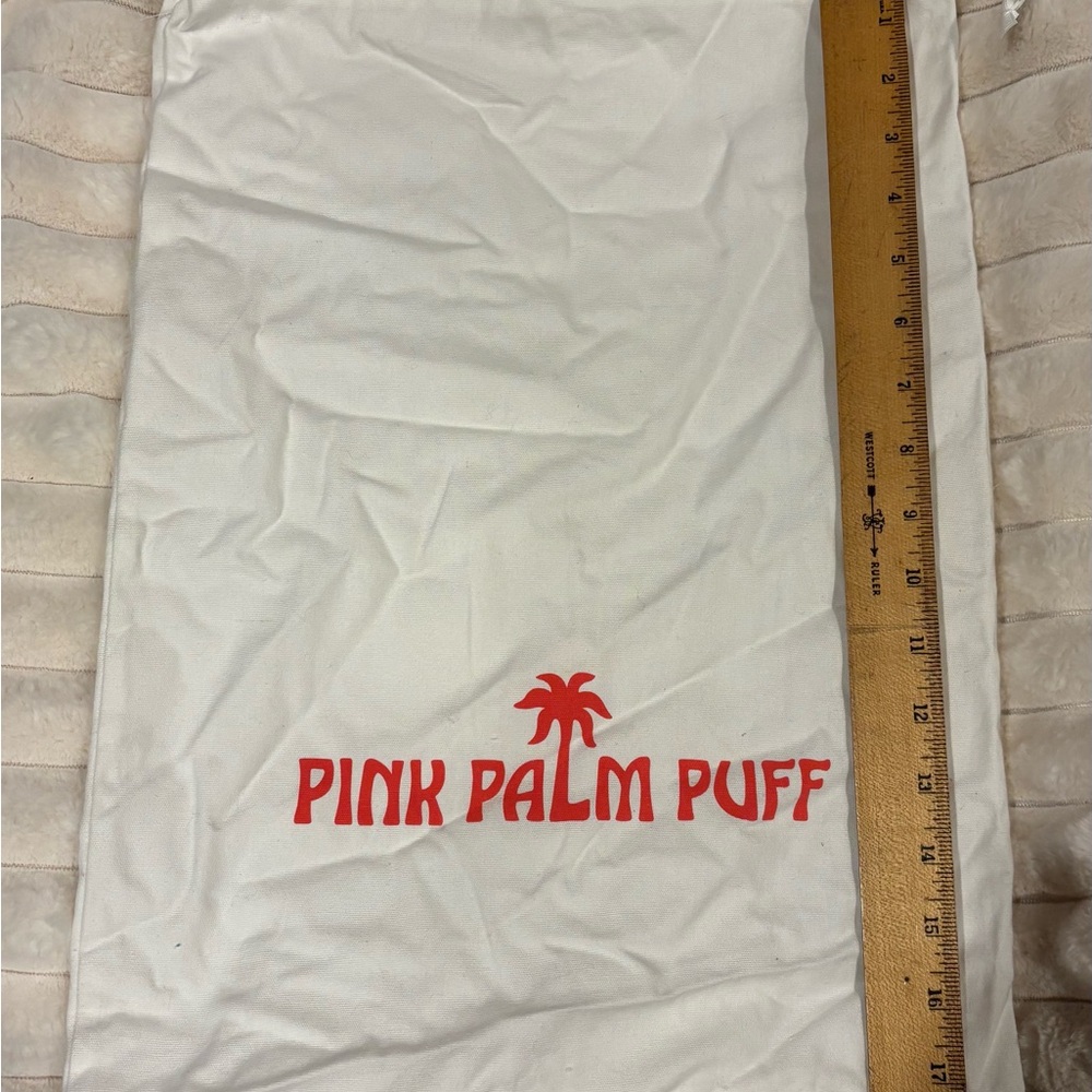 Pink Palm Puff Ivory Bag
